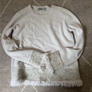 Luxury Cashmere Cream Fringe Sweater
